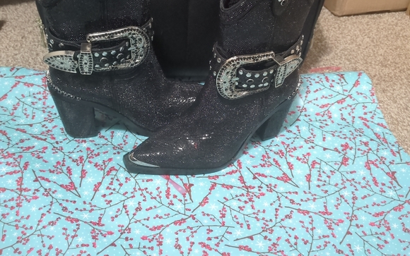 Club Exx Shoes - Black Glitter Western Boots